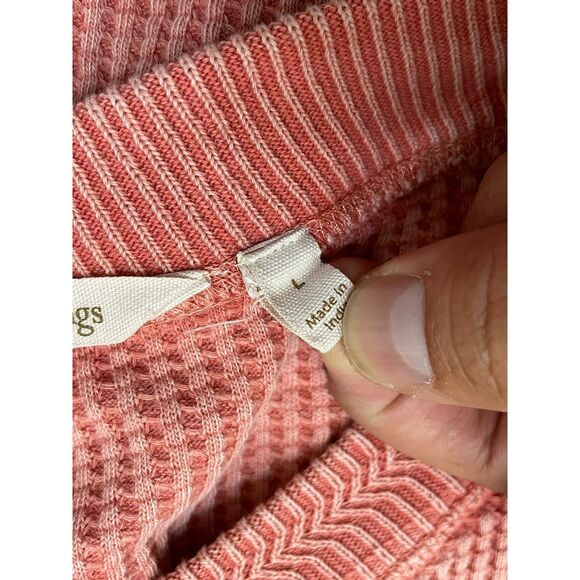 Soft Surroundings Women's L Pink Shirt Autumn Waffle Knit Tunic Thermal Pocket - Picture 5 of 8